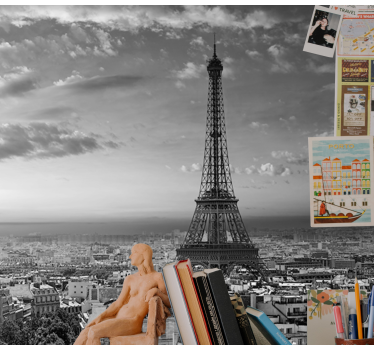 Eiffeltårnet sort og hvidt paris tapet - TenStickers