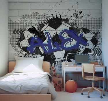 Fodbold graffiti fototapet - TenStickers