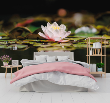 Hvid lotus blomst fototapet tapet - TenStickers