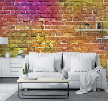 Moderne farverig mursten kunst fototapet - TenStickers