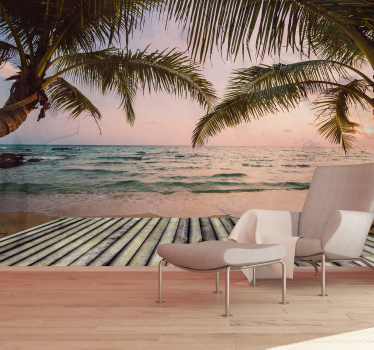 Paradis strand 3d vægmaleri tapet - TenStickers