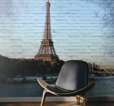 Paris eiffeltårnet tekstur mursten tapet - TenStickers
