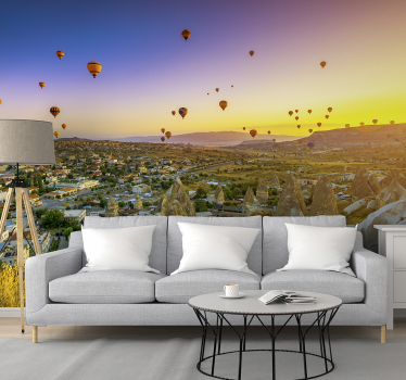Varmluftsballoner over tapet af cappadocia-fototapet - TenStickers