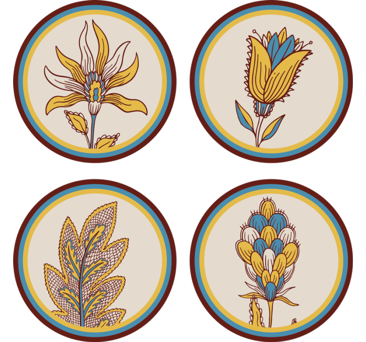 Coaster med blomstermotiv sæt - TenStickers