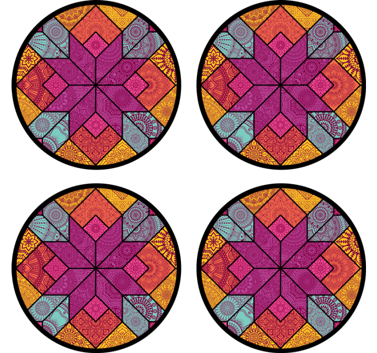 Vibrant geometrisk arrangement coaster - TenStickers