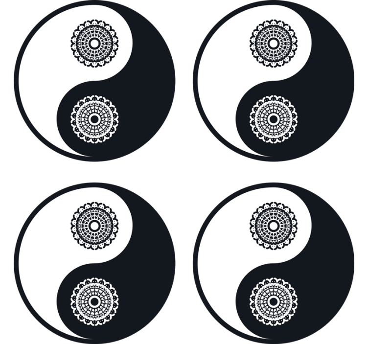 Skør coaster med yin yang mandala mønstre - TenStickers