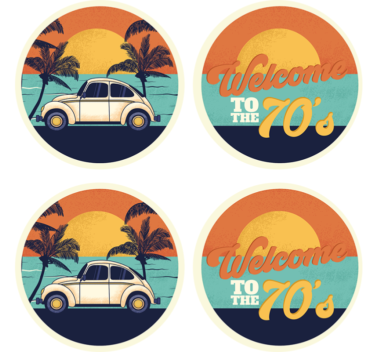 Vintage coaster med retro kystscene - TenStickers