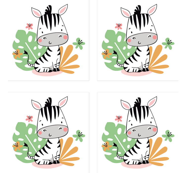 Skør coaster med sød zebra karakter - TenStickers