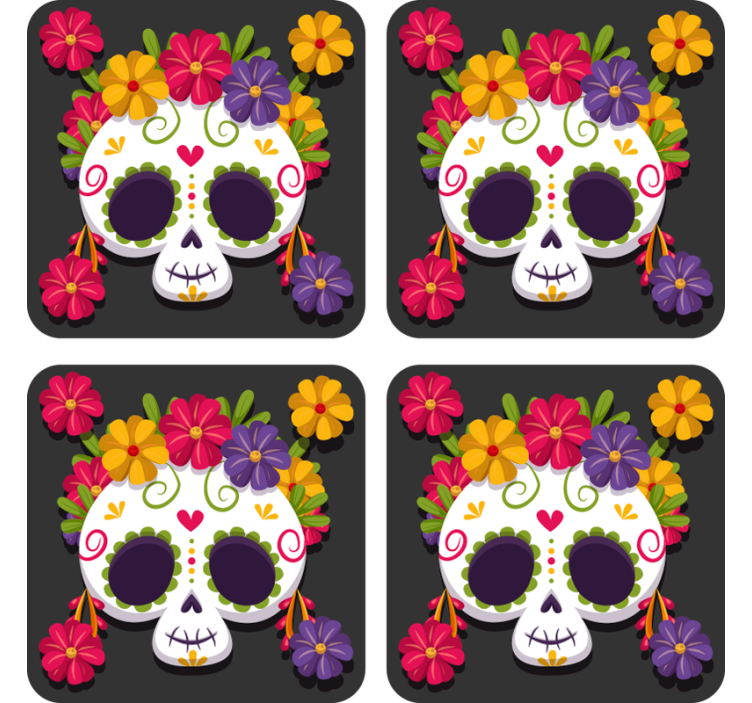 Day of the dead flower coaster halloween - TenStickers