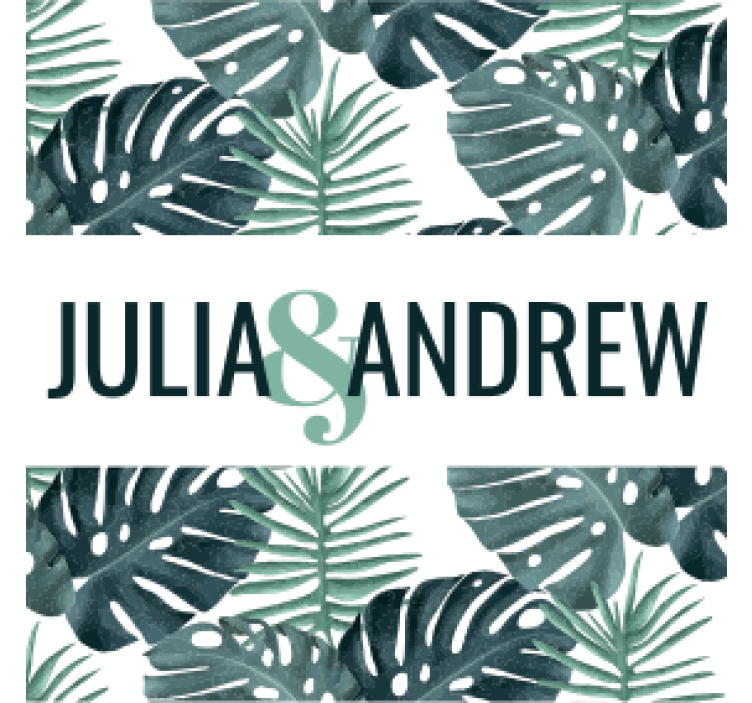 Tropisk bladmønster bryllup coaster - TenStickers