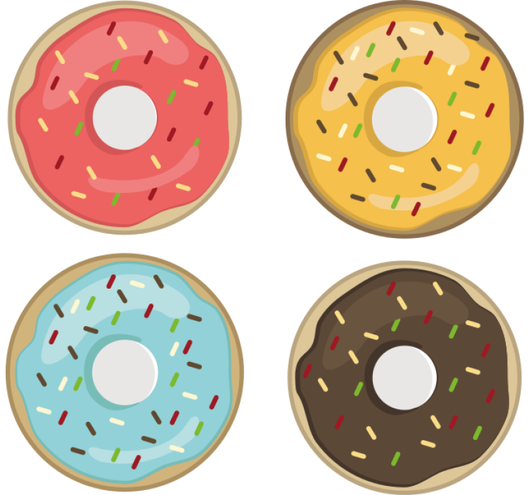 Skør coaster med farverige donutdesigns - TenStickers