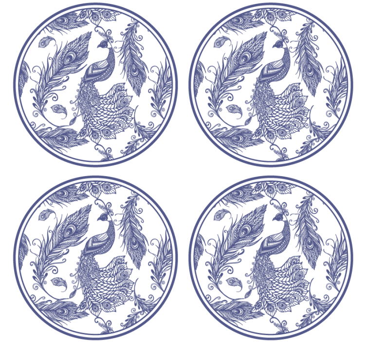 Delftware påfuglfliserunderlag - TenStickers