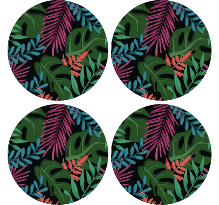 Monstera tropisk jungle flere coasters - TenStickers