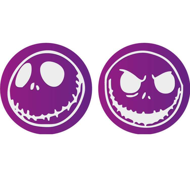 Halloween coaster med kranium ansigt karakterer - TenStickers