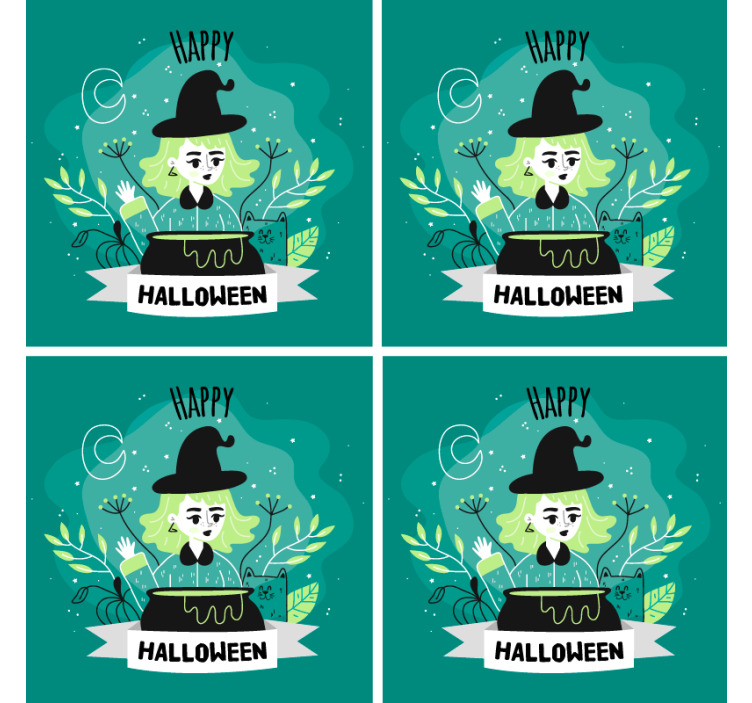 Halloween coaster heks med kedel - TenStickers