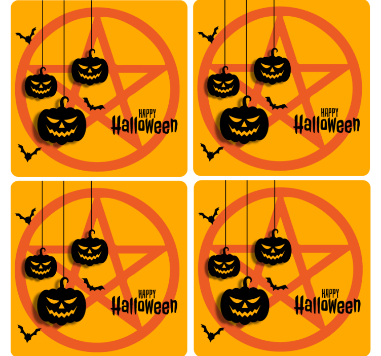 Uhyggeligt græskar motiv Halloween coaster - TenStickers