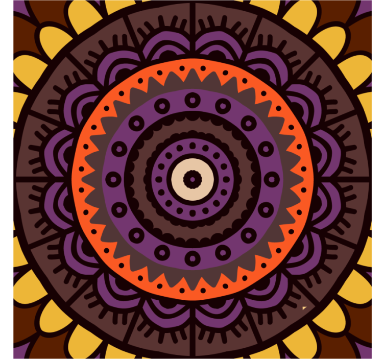 Effekt etnisk brun mandala fliserunderlag - TenStickers