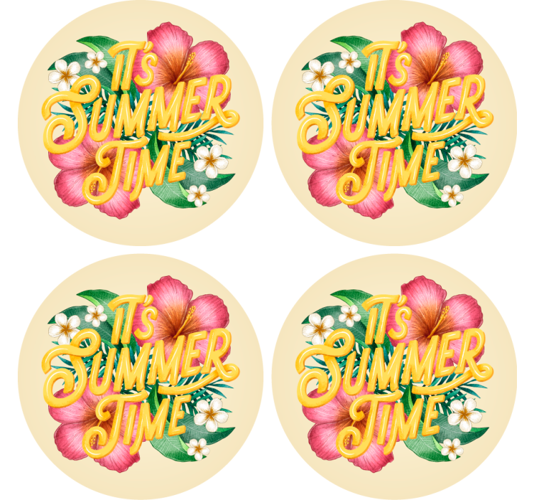 Tekst coaster floral sommercitat - TenStickers