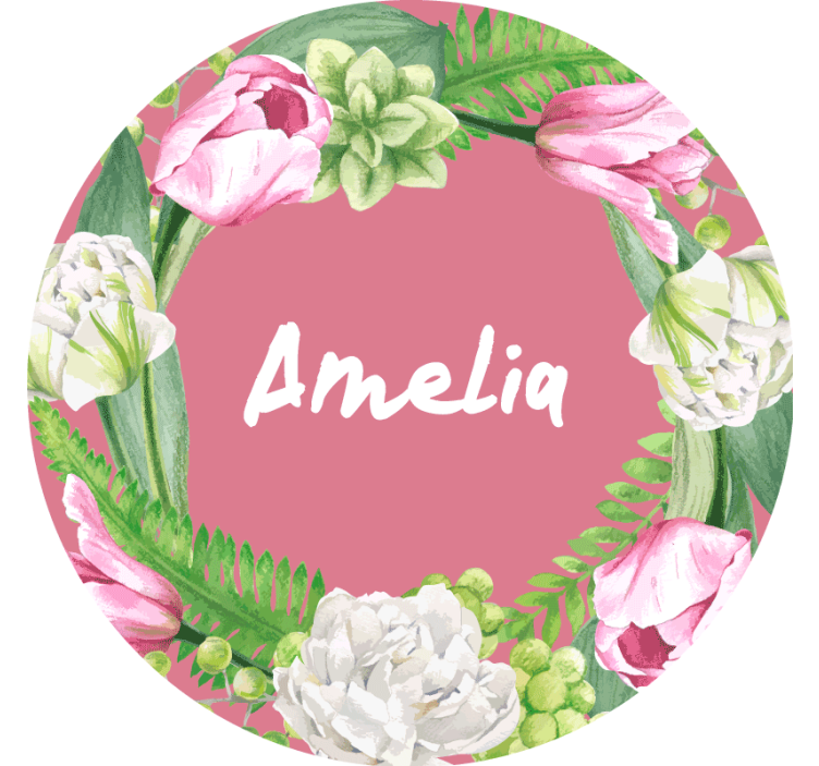 Personlig coaster med blomsterkrans i pink - TenStickers