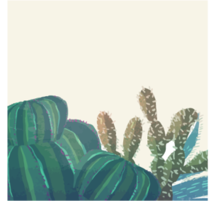Cacti arrangement with texture coaster - TenStickers