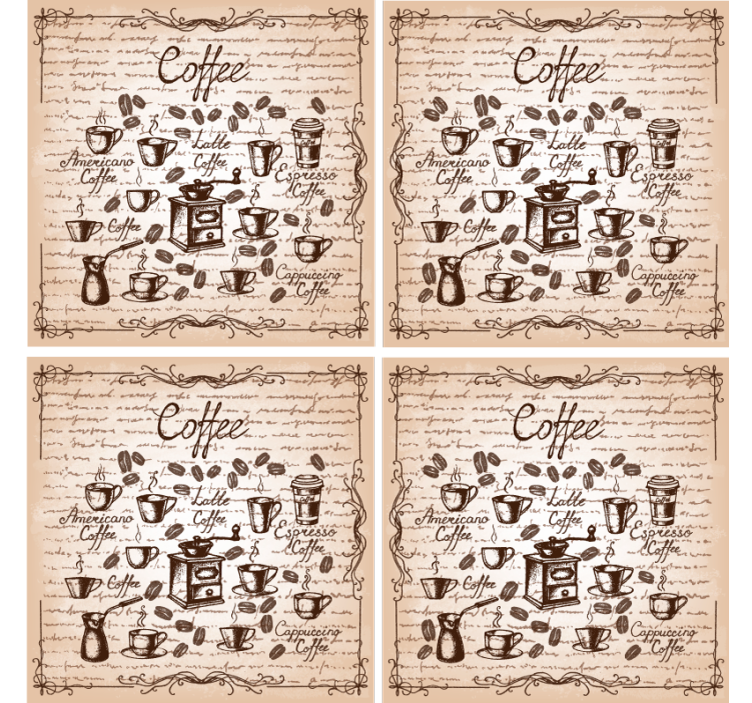 Personlig coaster med illustration af kaffetyper - TenStickers