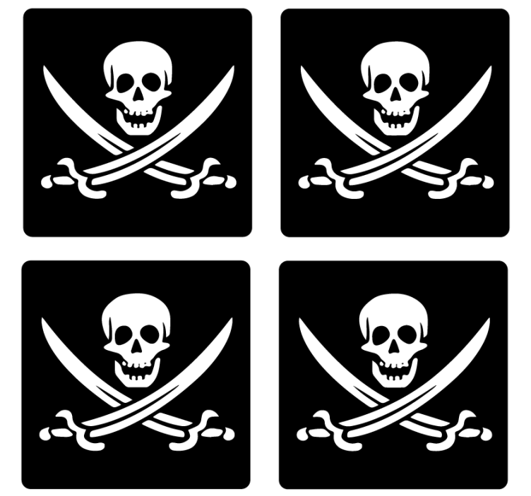 Pirat jolly roger geek coasters - TenStickers