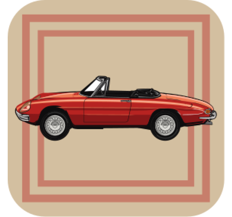 Cabriolet rød bil vintage coaster - TenStickers