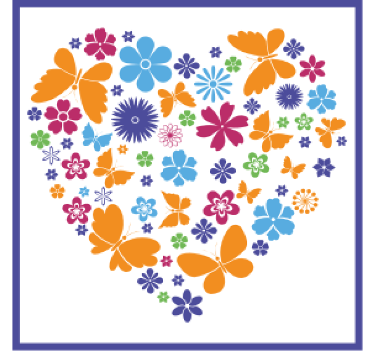 Moderne coaster med blomsterhjertearrangement - TenStickers