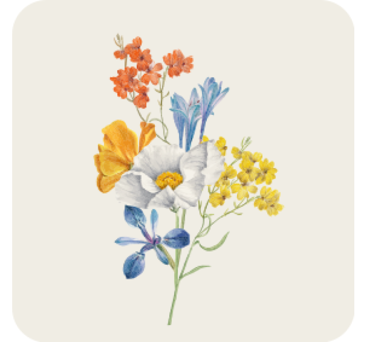 Farverigt blomsterarrangement vintage coaster - TenStickers