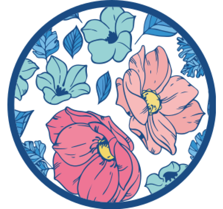 Delikate lyserøde og blå blomster moderne rutschebane - TenStickers