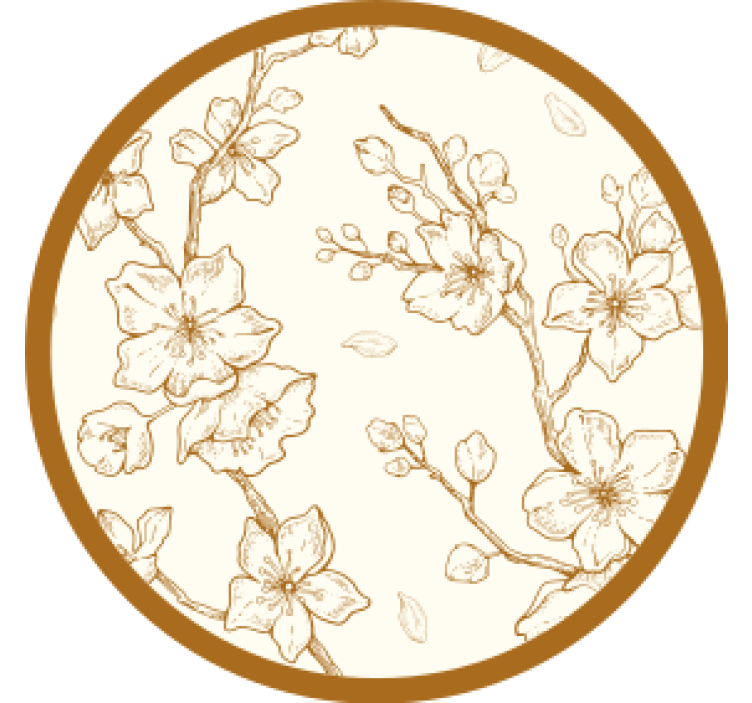 Vintage coaster med blomstergraveret træ - TenStickers