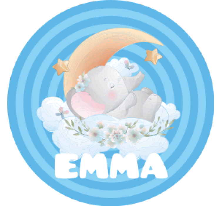 Personlig coaster elefant måne stjerner - TenStickers