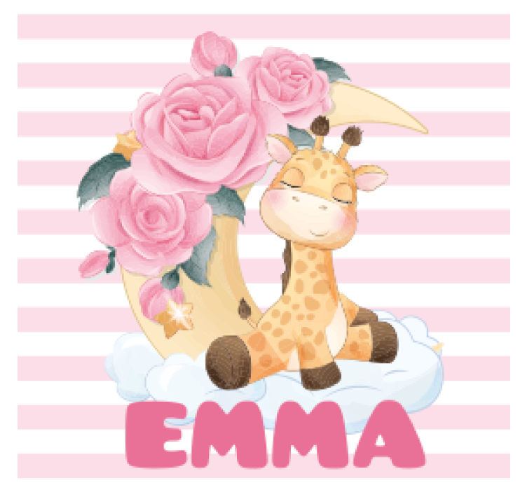 Personlig coaster giraffe med blomsterhalvmåne - TenStickers