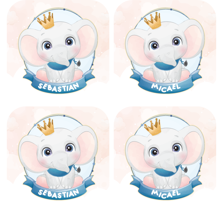 Personlig coaster med elefant karakterportrætter - TenStickers