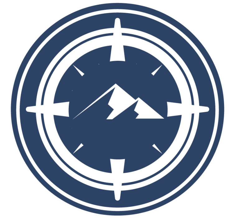 Moderne coaster med kompas og bjergmotiv - TenStickers