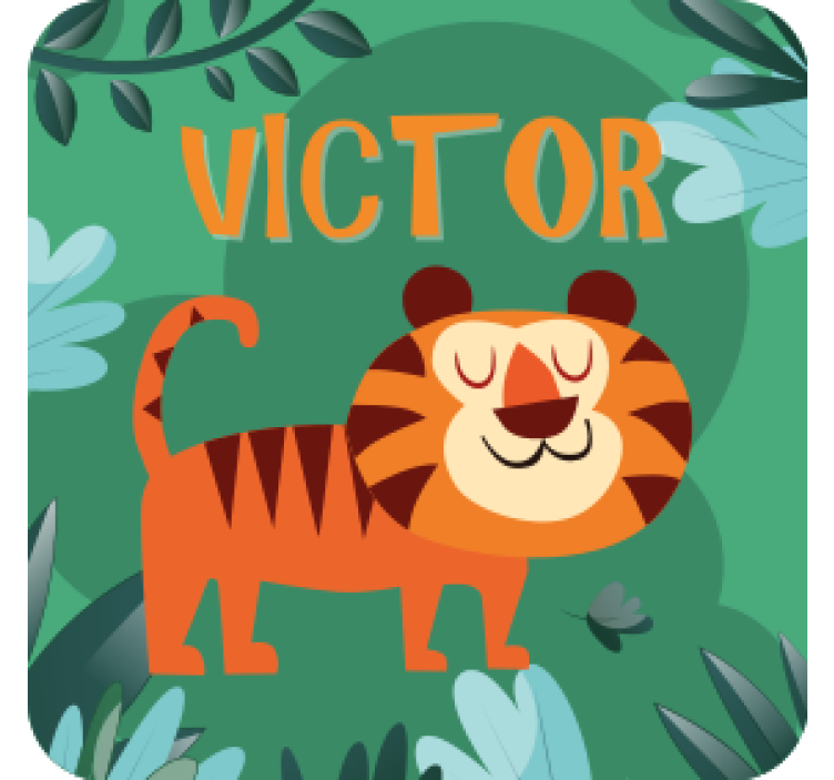 Personlig coaster med glad tiger illustration - TenStickers