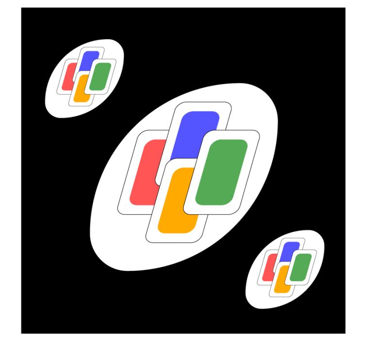 Skør coaster med farverige overlagsformer - TenStickers