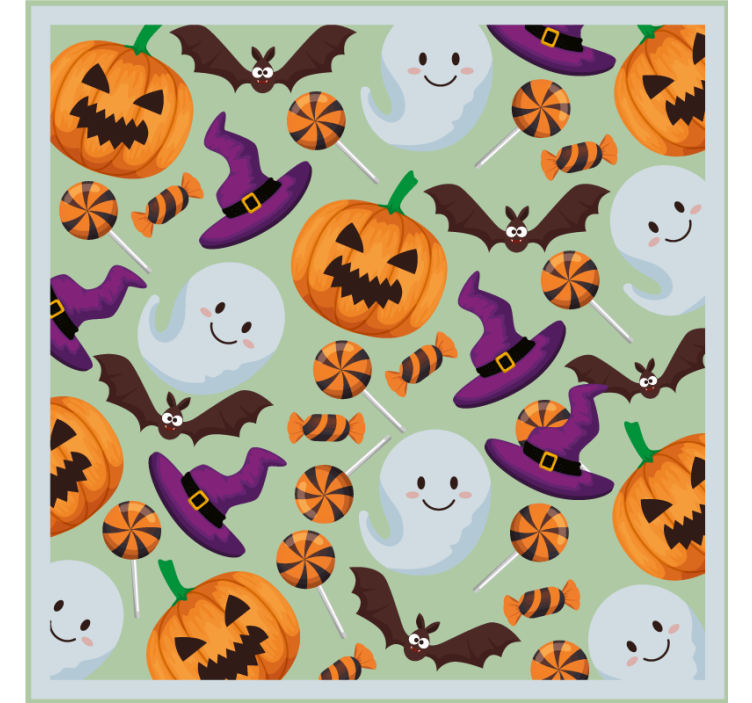Halloween coaster med mønster af græskar og spøgelser - TenStickers