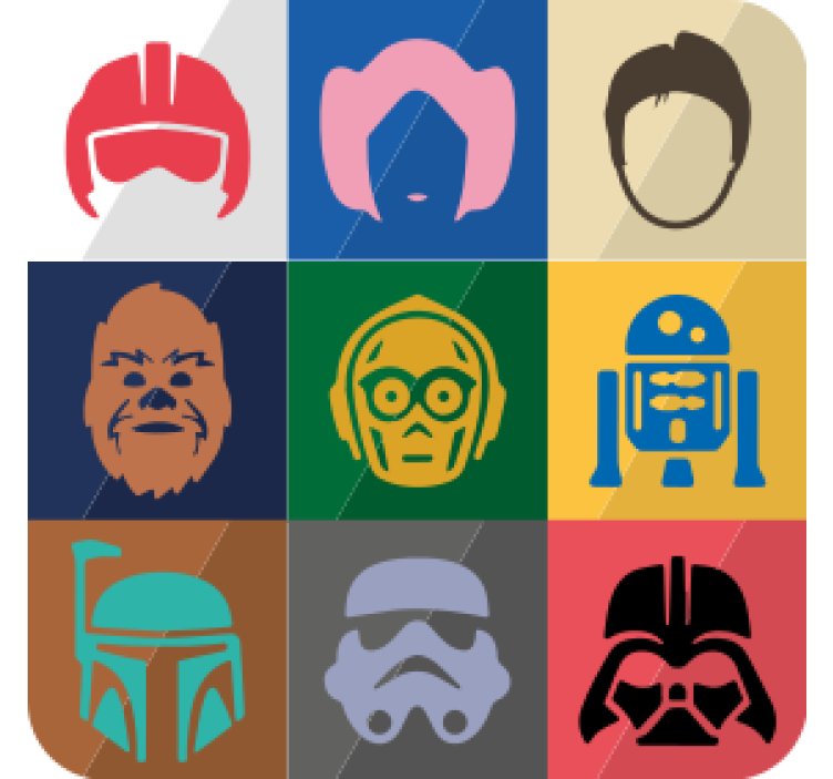 Skør coaster med ikoniske karakteransigtter - TenStickers