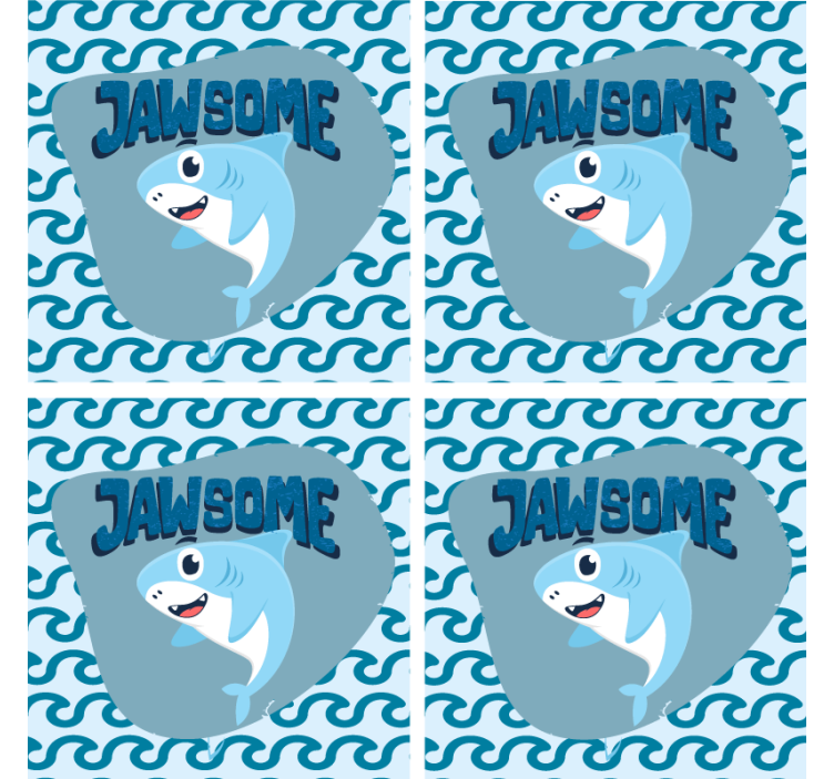 Skør coaster med tegneseriehaifin og bølger - TenStickers