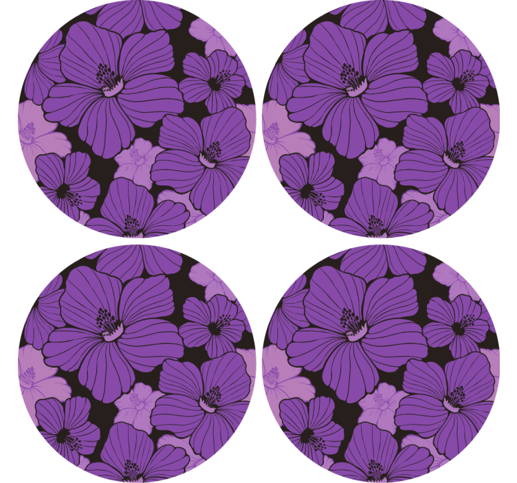 Coaster med livligt lilla blomstermønster - TenStickers