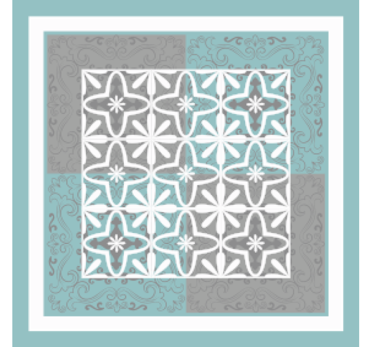 Flise coaster med detaljeret botanisk emblem - TenStickers