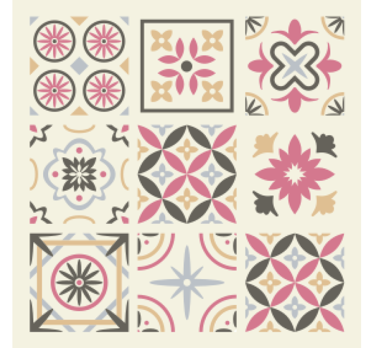 Flise coaster geometrisk blomsterdesign - TenStickers
