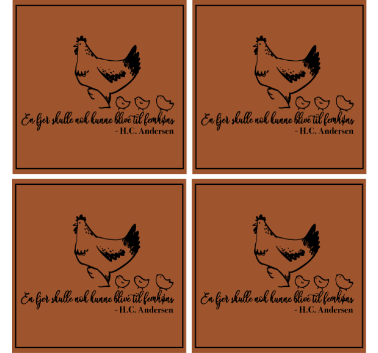 Hc andersen fjer og høns citat coastere - TenStickers