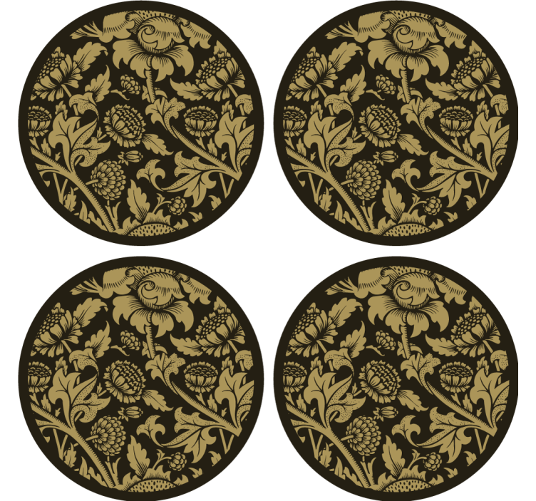 Vintage coaster med blomster guld mønster - TenStickers