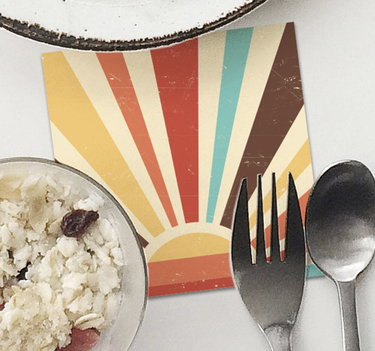 Abstrakt vintage solnedgang 70'ere coasters - TenStickers