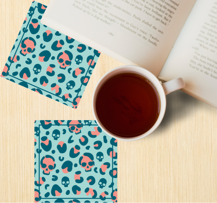 Blå og pink kranium leopard moderne rutschebane - TenStickers