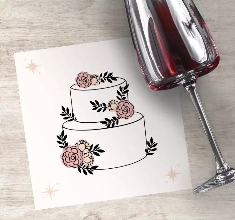 Blomstret kagebryllupskænk - TenStickers
