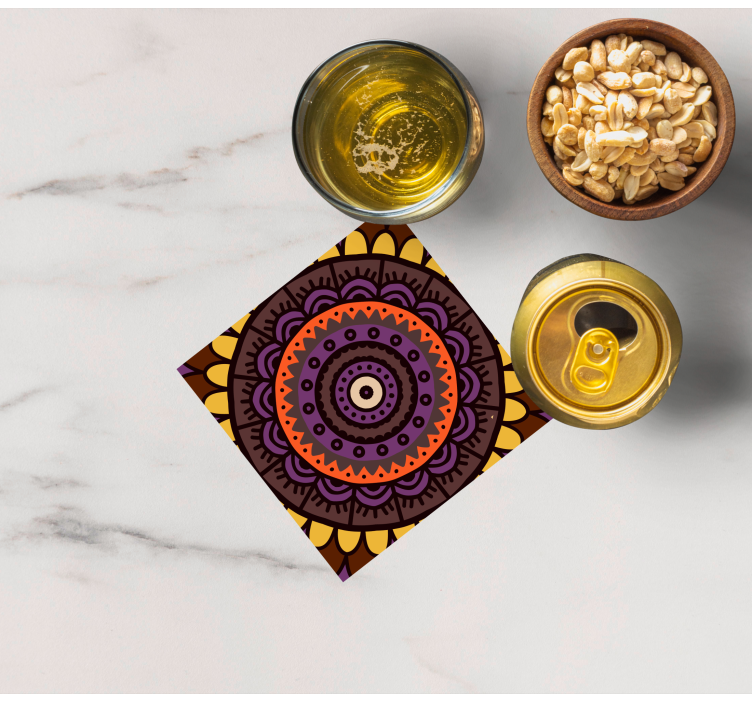 Effekt etnisk brun mandala fliserunderlag - TenStickers