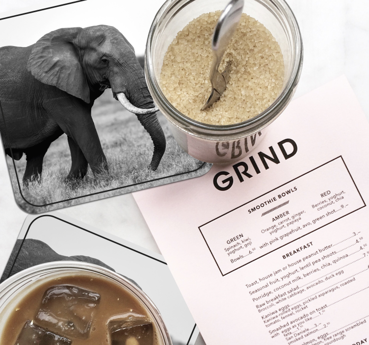 Elefant gå b & w coaster moderne coaster - TenStickers